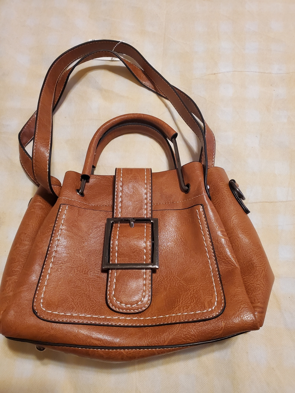 totes Brown Faux-Leather Shoulder Bag with Front Buckle
